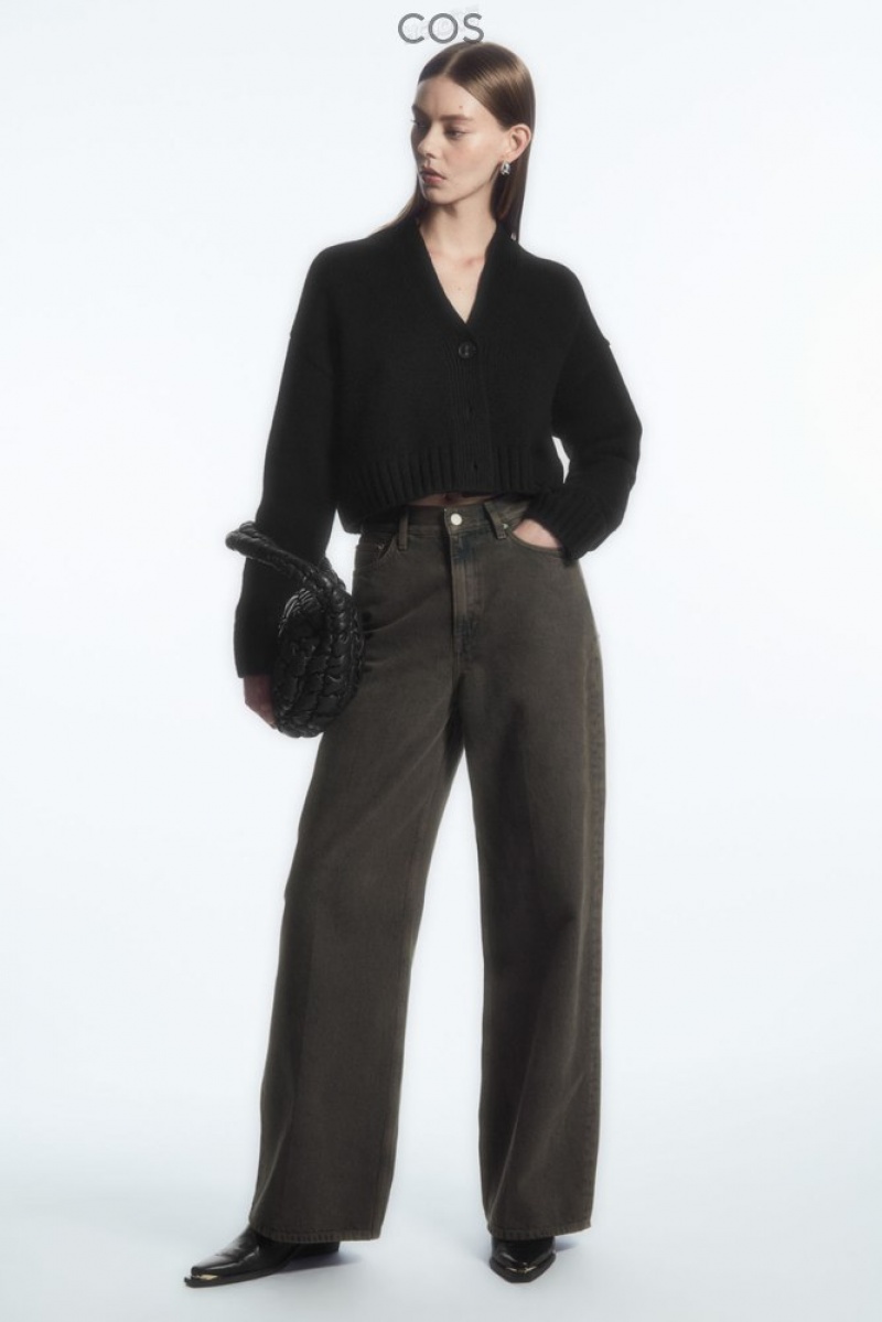 Black COS Chunky Cropped Cashmere-Blend Cardigan | NL97-O3IV