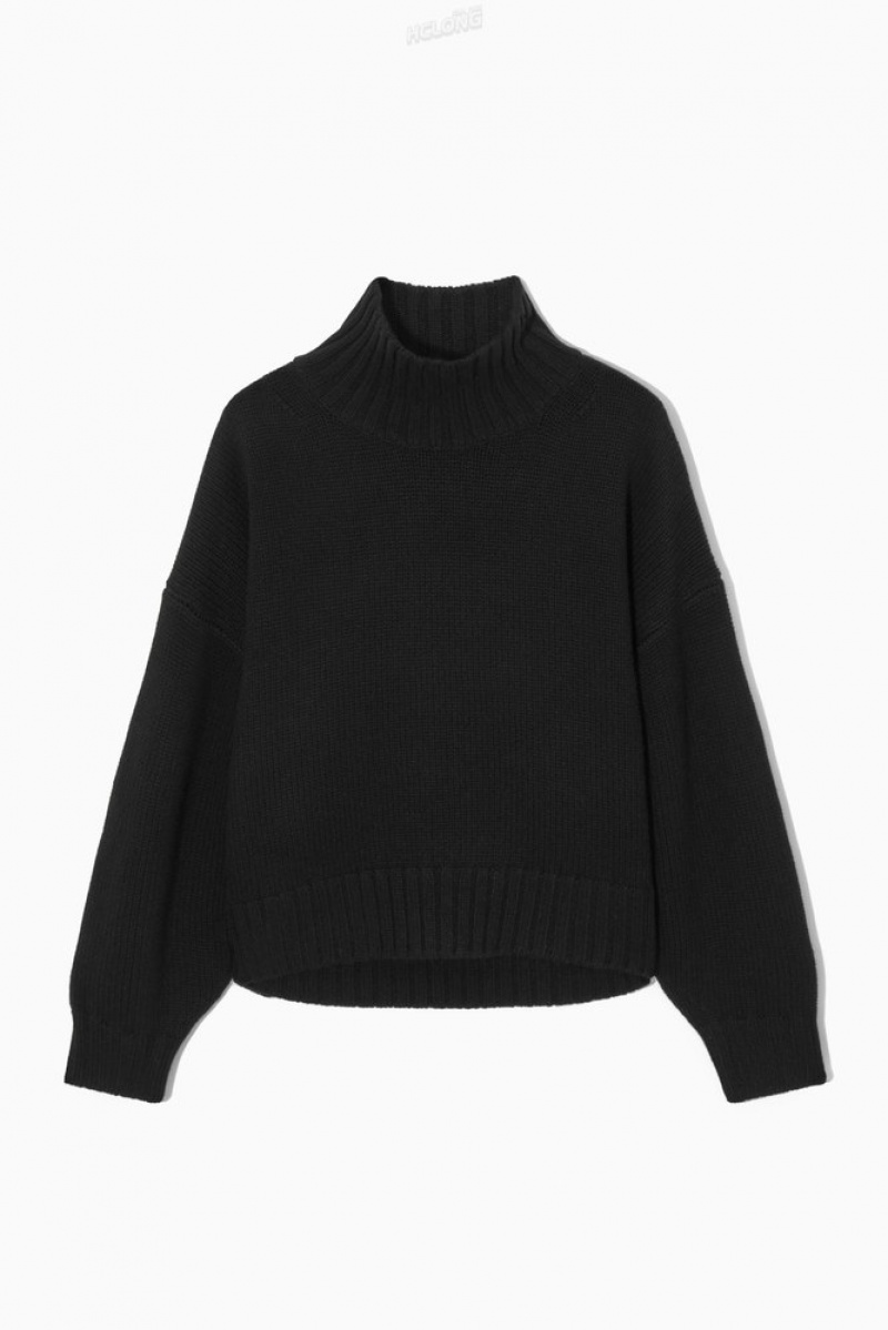 Black COS Chunky Pure Cashmere Turtleneck Sweater | BZ95-N5HA