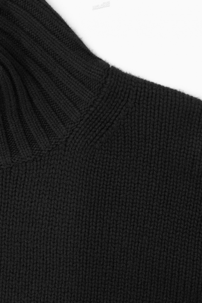 Black COS Chunky Pure Cashmere Turtleneck Sweater | BZ95-N5HA