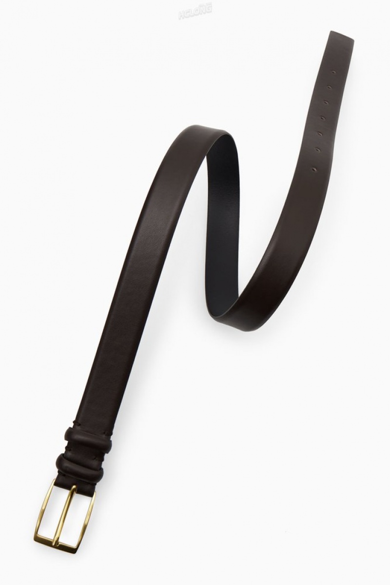 Black COS Classic Leather Belt | HK06-O3MV