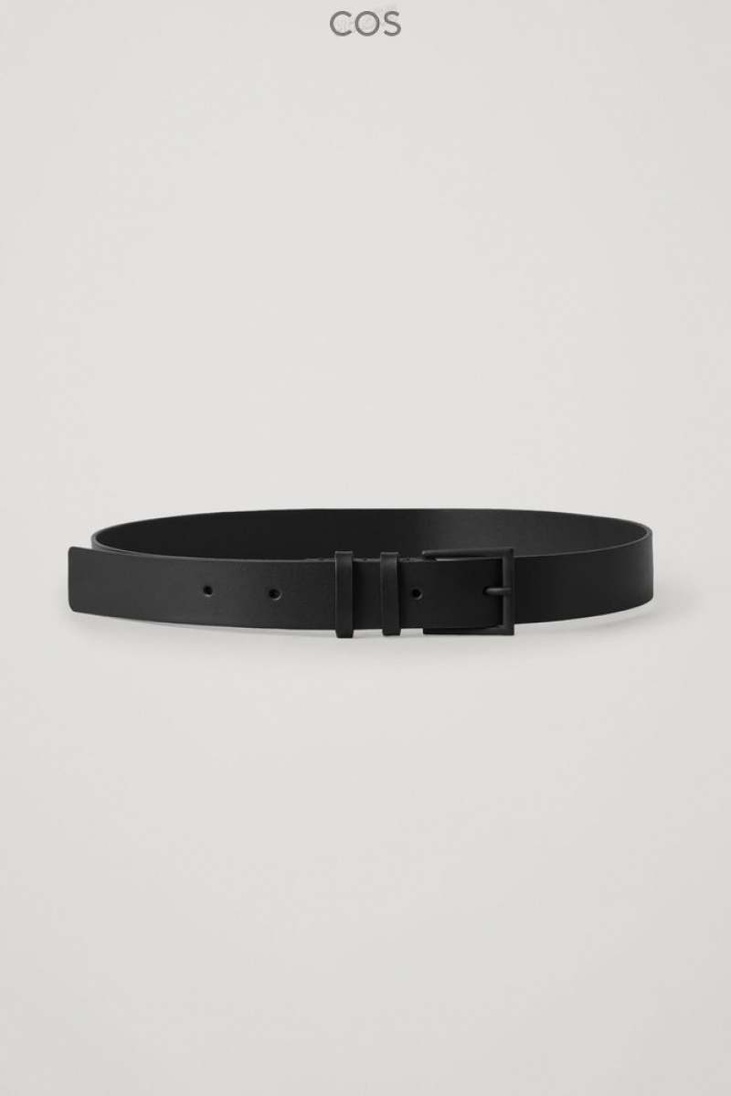 Black COS Classic Leather Belt | KJ30-O8CO