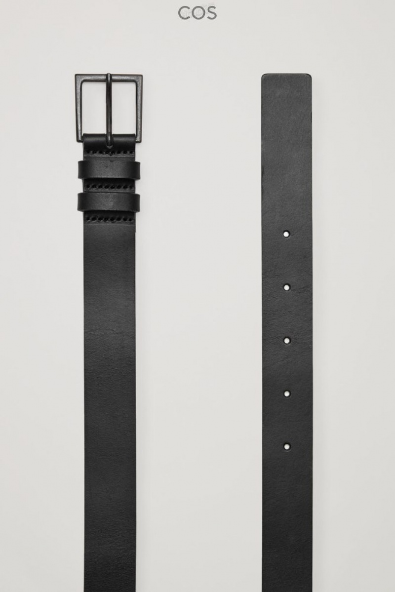 Black COS Classic Leather Belt | KJ30-O8CO