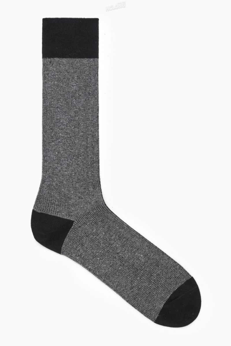 Black COS Colour-Block Mercerised Cotton Socks | SO38-P8BR