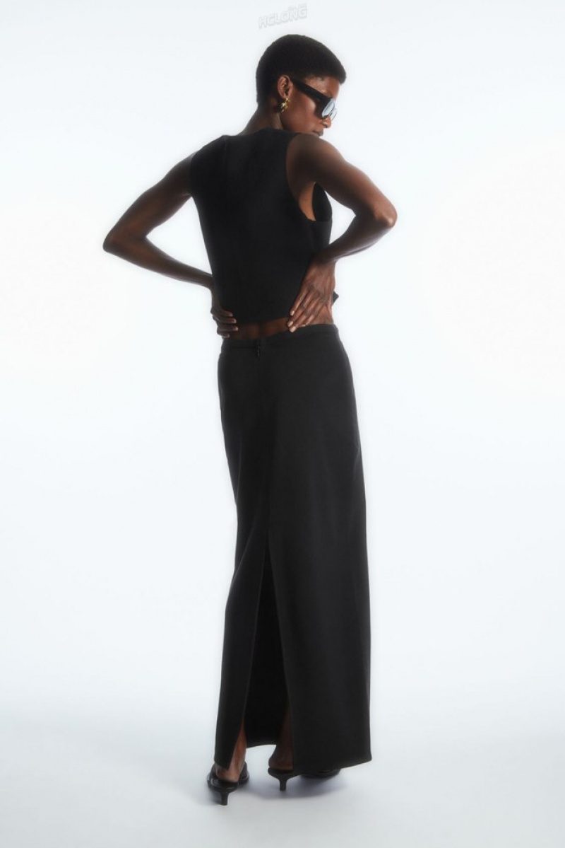 Black COS Column Maxi Skirt | HW45-H3FA