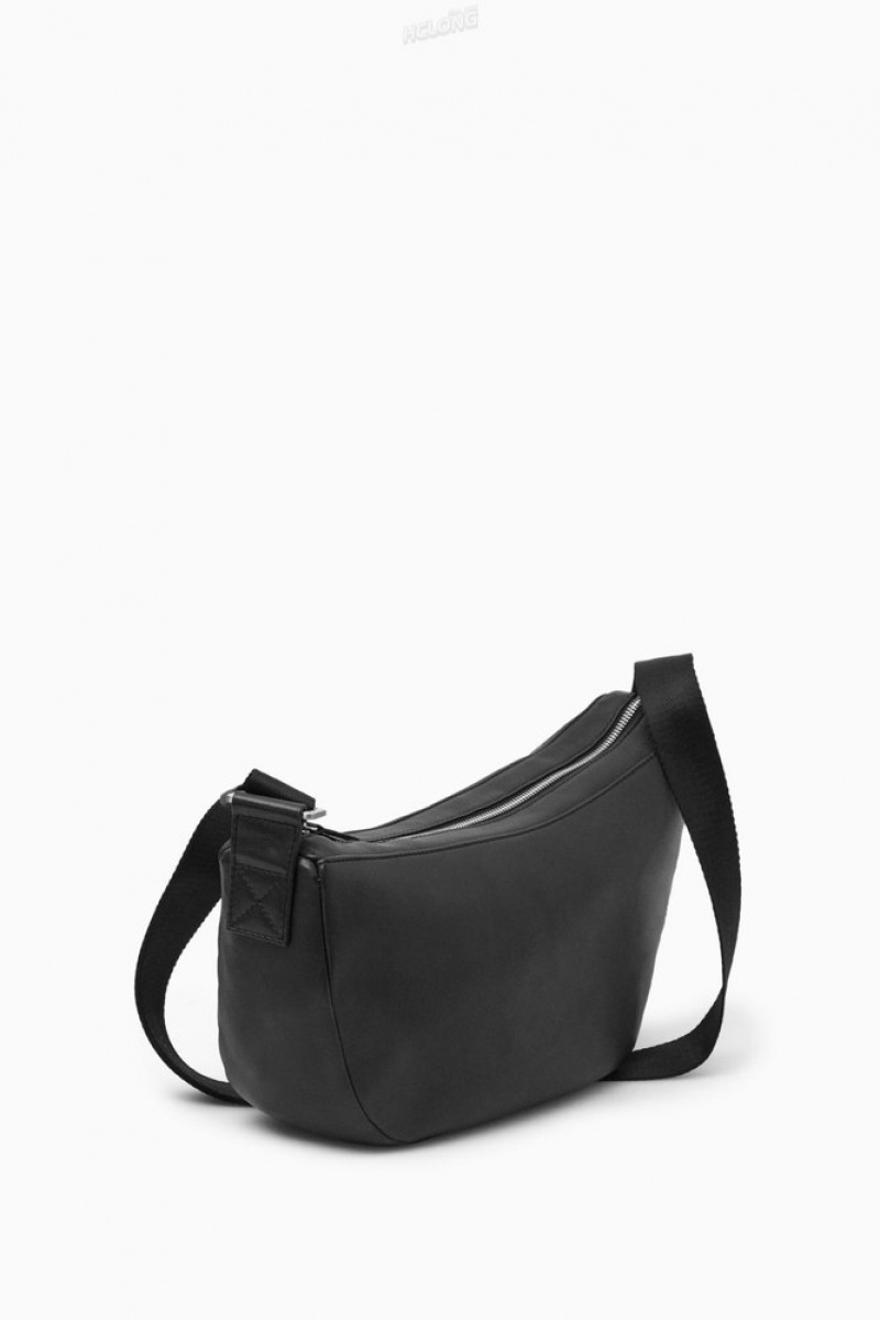 Black COS Crescent Crossbody - Leather | PT43-F9IX