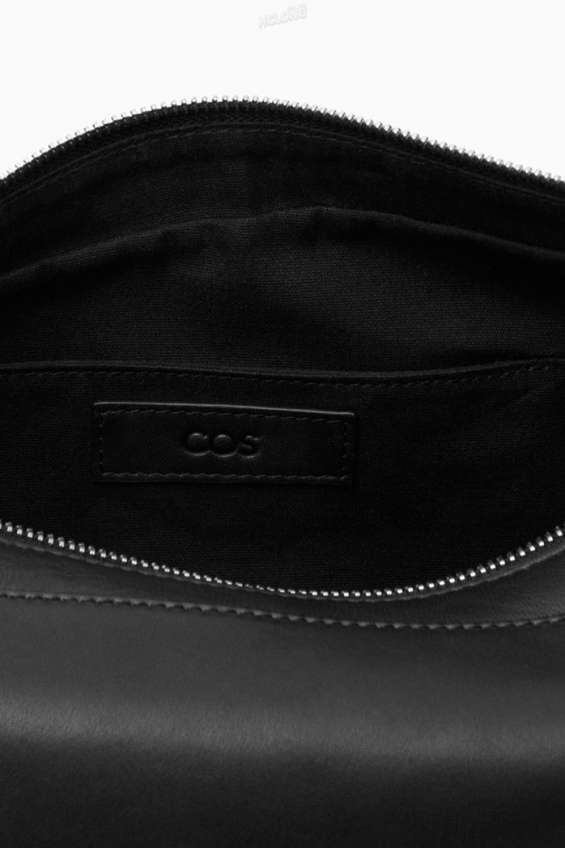 Black COS Crescent Crossbody - Leather | PT43-F9IX