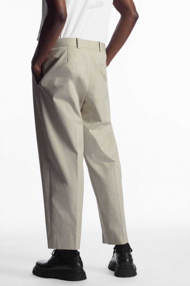 Black COS Cropped Straight-Leg Twill Trousers | JW28-V1LO