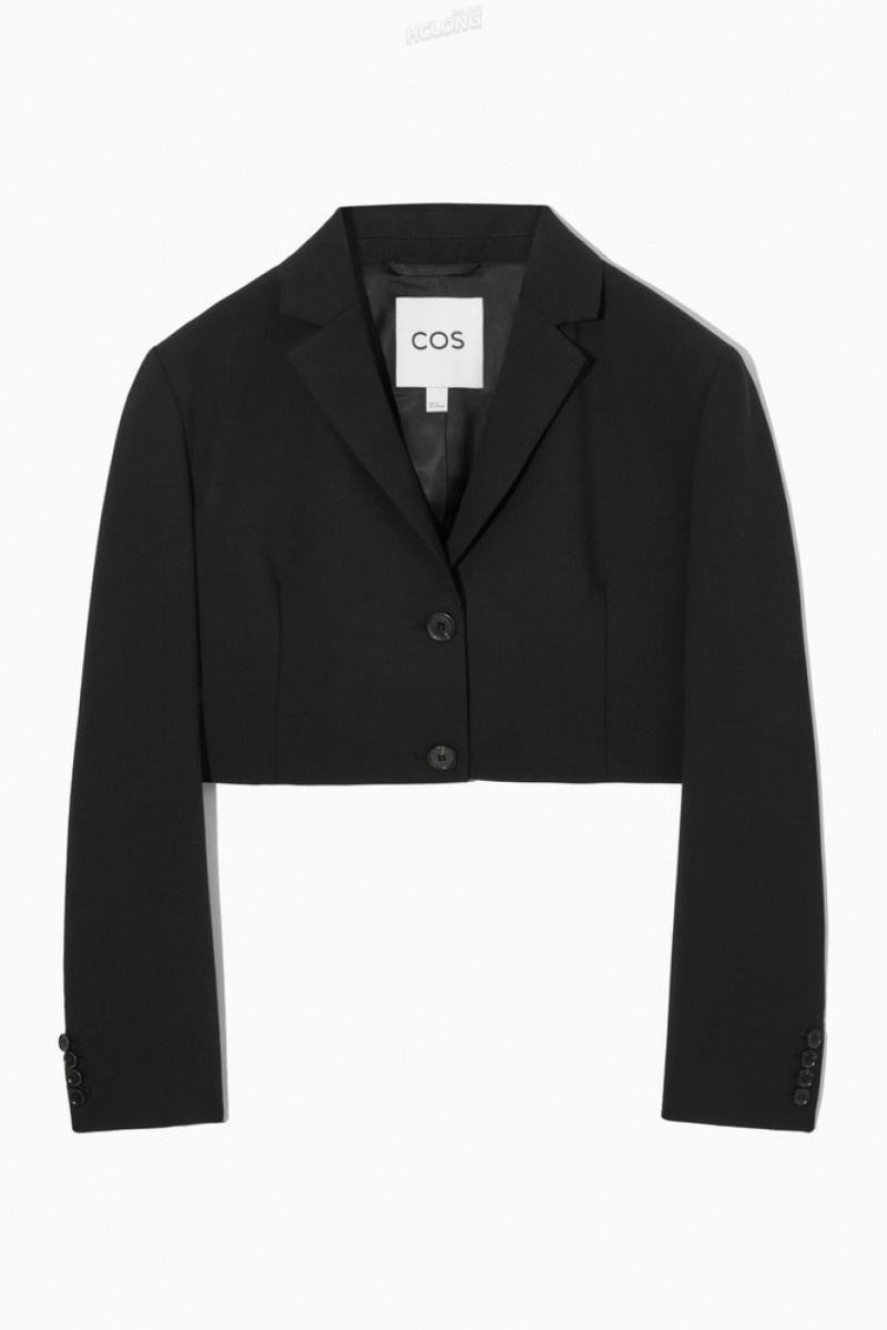 Black COS Cropped Wool Blazer | SN00-J9AE