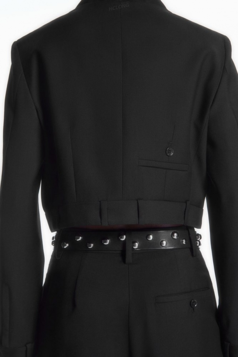 Black COS Deconstructed Tailored Jacket | MJ49-F9DH