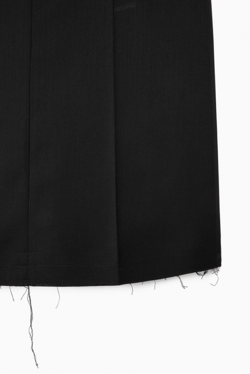 Black COS Deconstructed Wool-Blend Midi Pencil Skirt | ZN86-V7SO