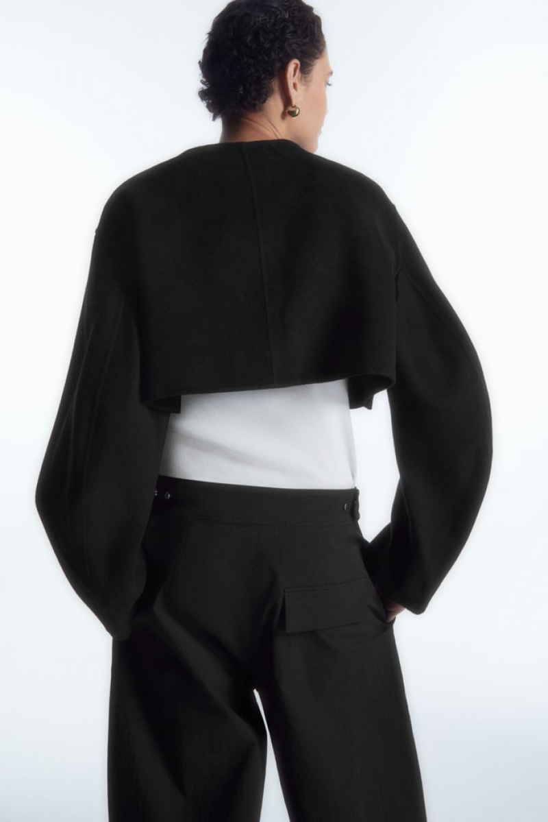 Black COS Double-Faced Cropped Hybrid Jacket | AD10-L3ET