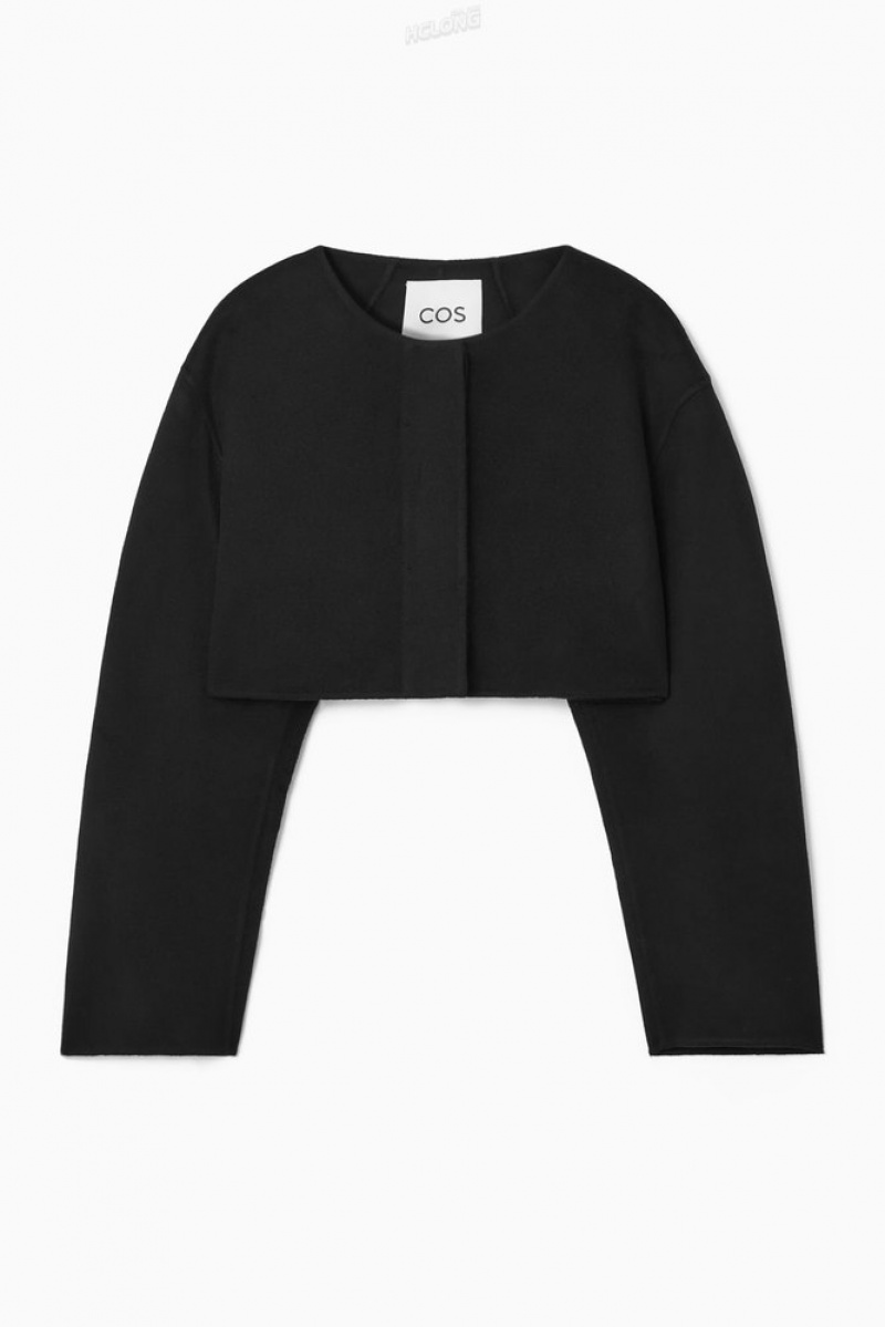 Black COS Double-Faced Cropped Hybrid Jacket | AD10-L3ET