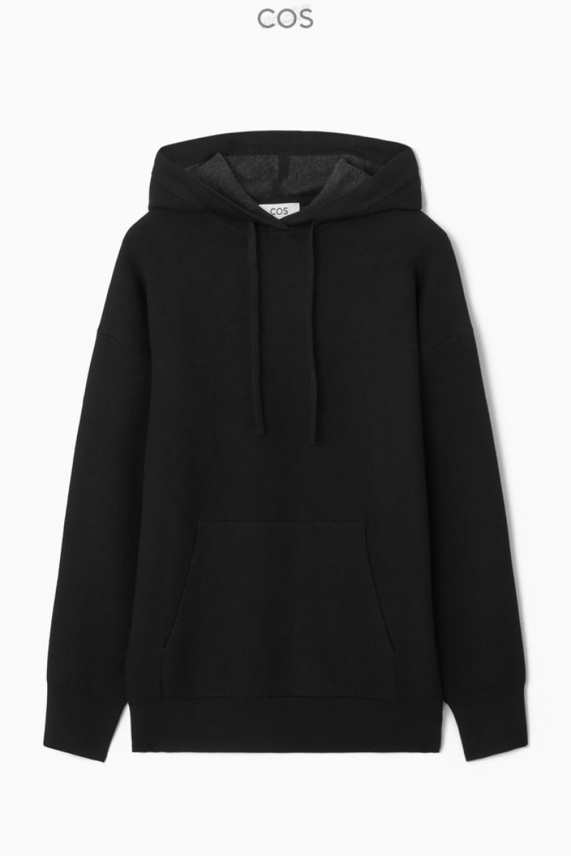 Black COS Double-Faced Knitted Hoodie | JC50-V3DY