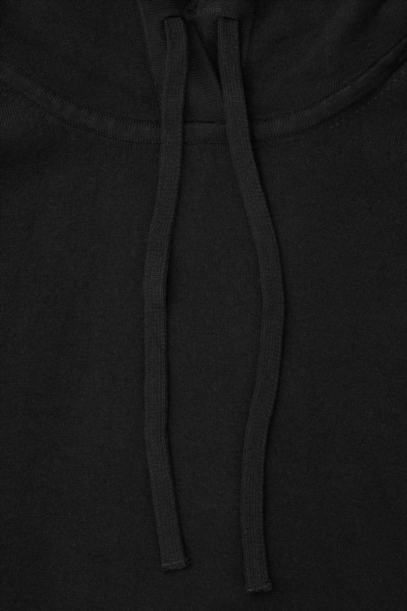 Black COS Double-Faced Knitted Hoodie | JC50-V3DY