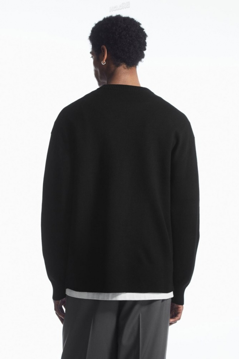 Black COS Double-Faced Merino Wool Jumper | BB33-O3YW