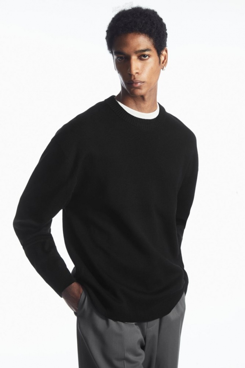 Black COS Double-Faced Merino Wool Jumper | BB33-O3YW