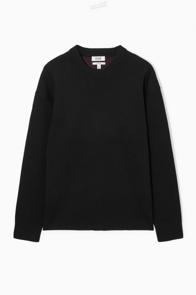 Black COS Double-Faced Merino Wool Jumper | BB33-O3YW