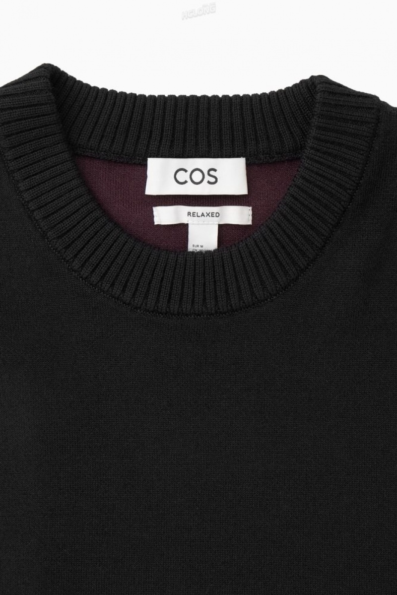 Black COS Double-Faced Merino Wool Jumper | BB33-O3YW