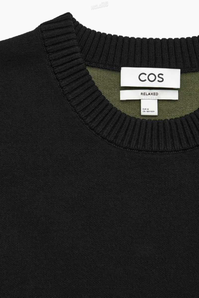 Black COS Double-Faced Merino Wool Sweater | UY20-E7WO