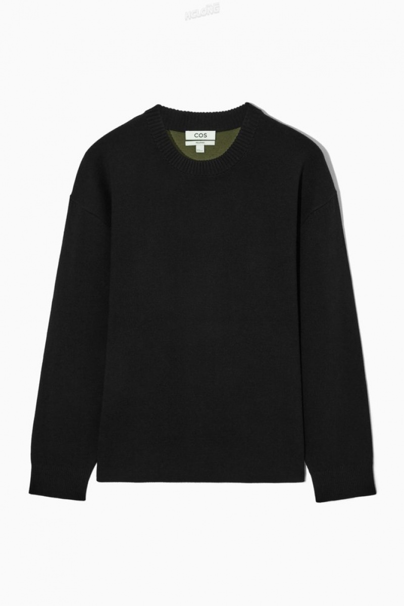 Black COS Double-Faced Merino Wool Sweater | UY20-E7WO