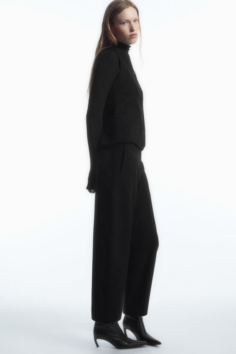 Black COS Double-Faced Wool Balloon-Leg Pants | JZ54-H3PL