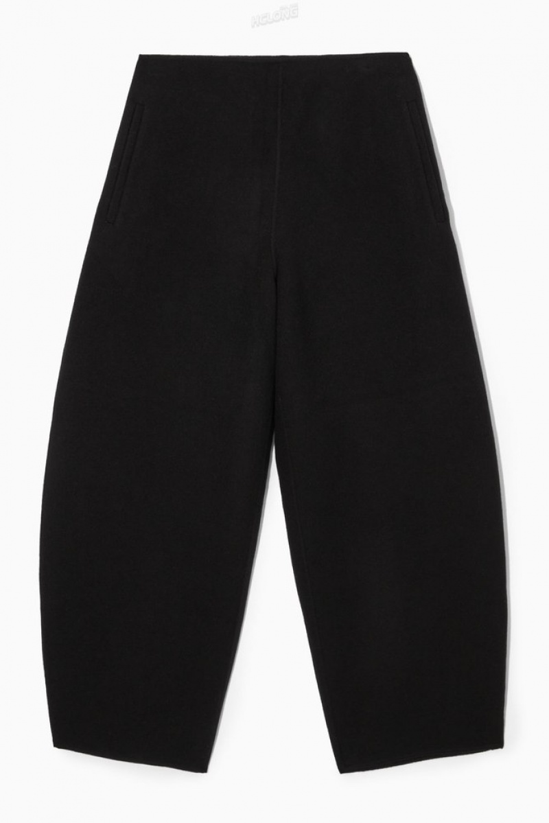 Black COS Double-Faced Wool Balloon-Leg Pants | JZ54-H3PL