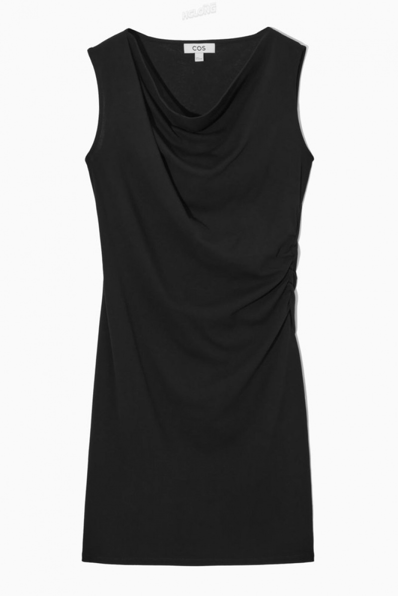 Black COS Draped Sleeveless Dress | GM82-Z1ET