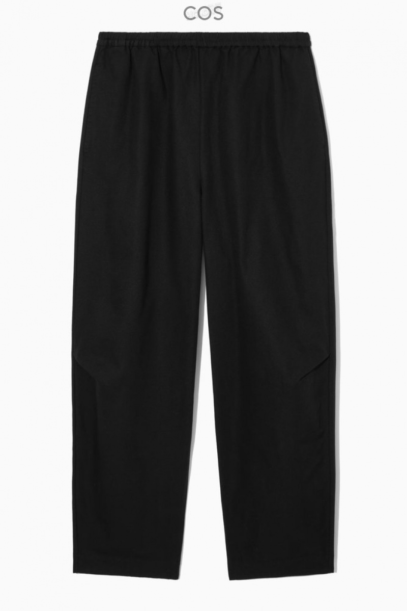 Black COS Elasticated Barrel-Leg Pants | RK70-J9HL