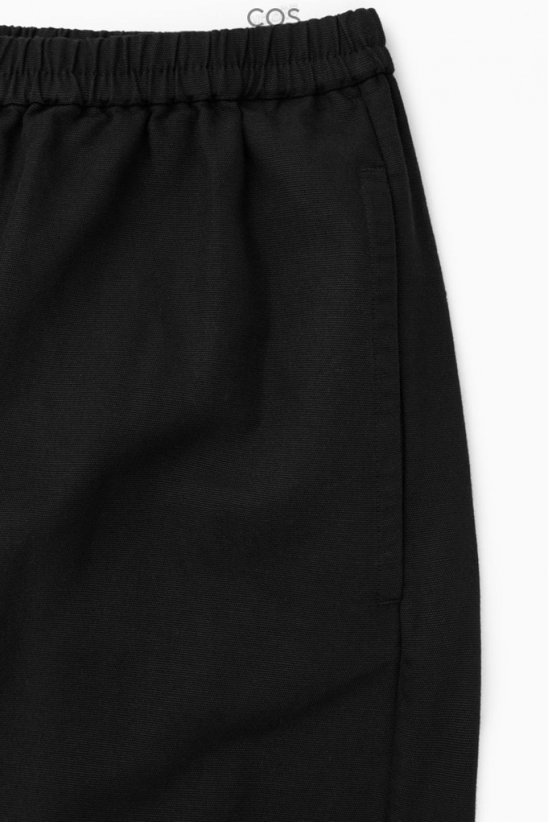 Black COS Elasticated Barrel-Leg Pants | RK70-J9HL