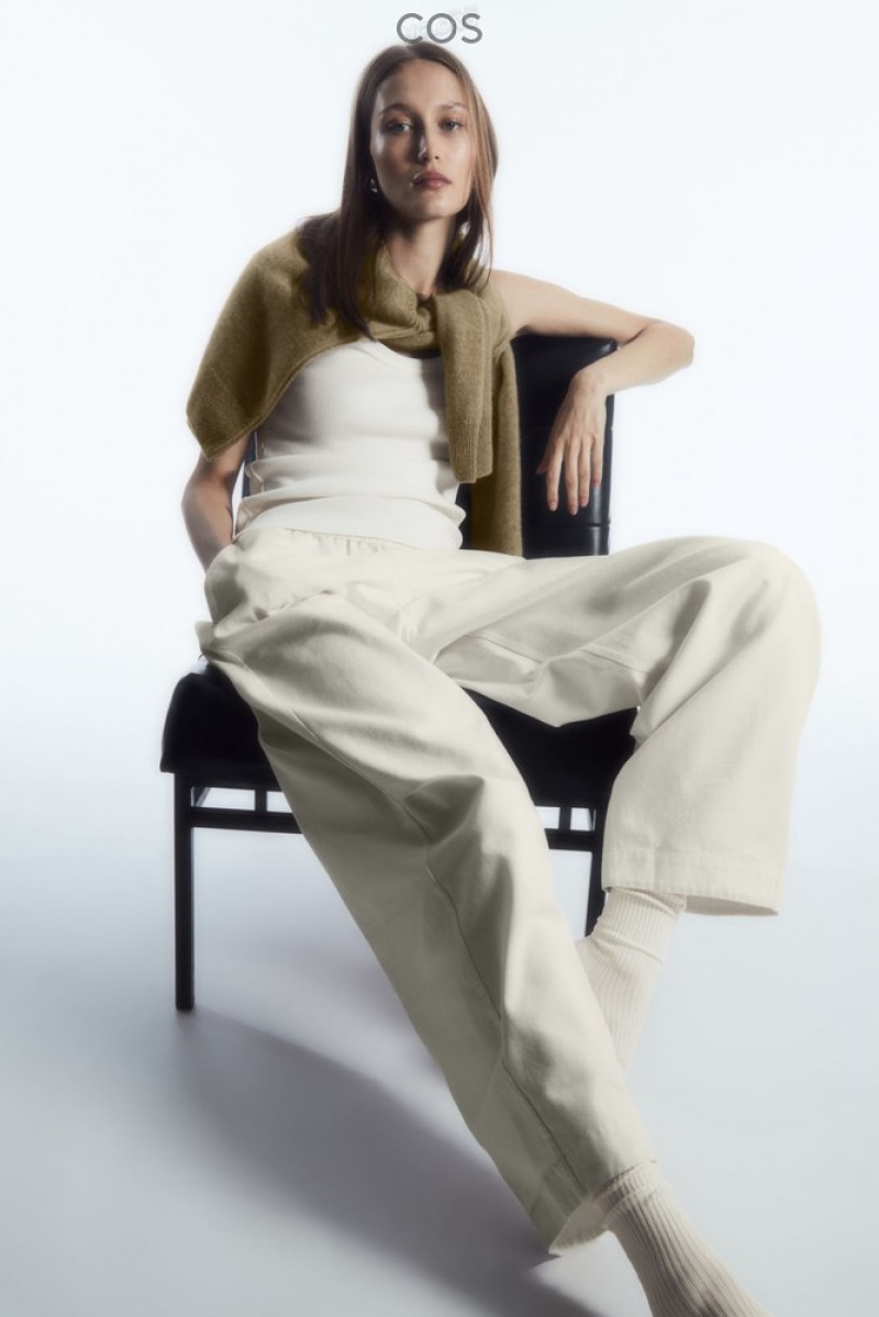 Black COS Elasticated Barrel-Leg Trousers | PV71-Y3IP