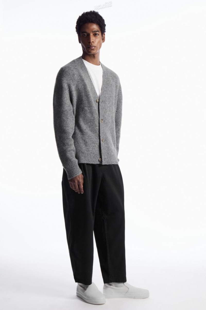 Black COS Elasticated Twill Pants | QQ80-B3PT