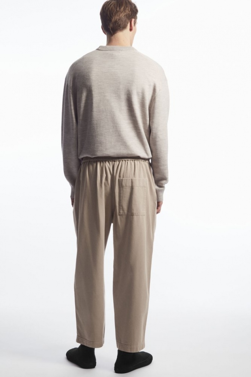 Black COS Elasticated Twill Trousers | VA49-V9NS