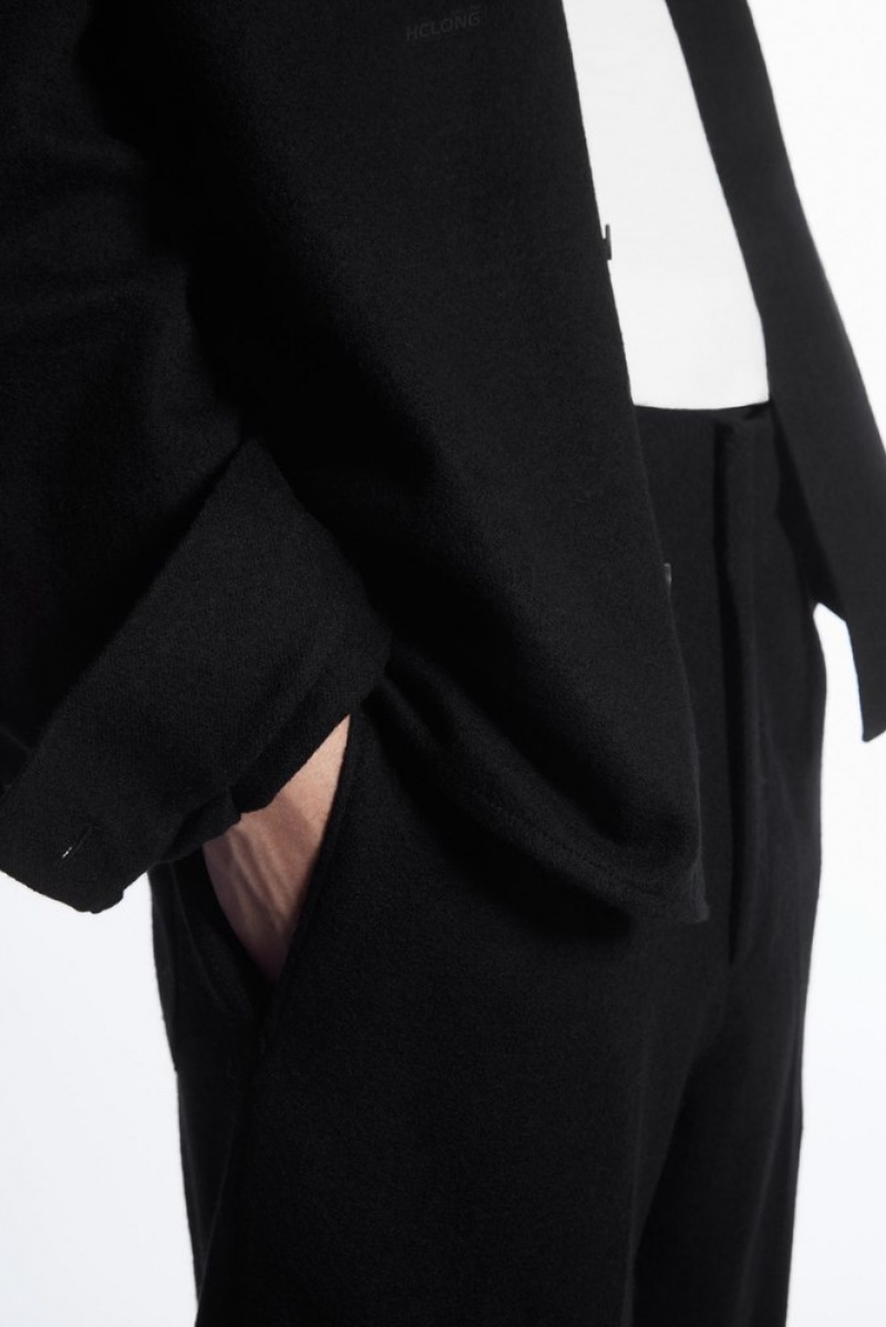 Black COS Elasticated Wool Pants | JW94-J1FS