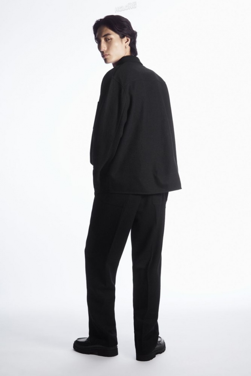 Black COS Elasticated Wool Pants | JW94-J1FS