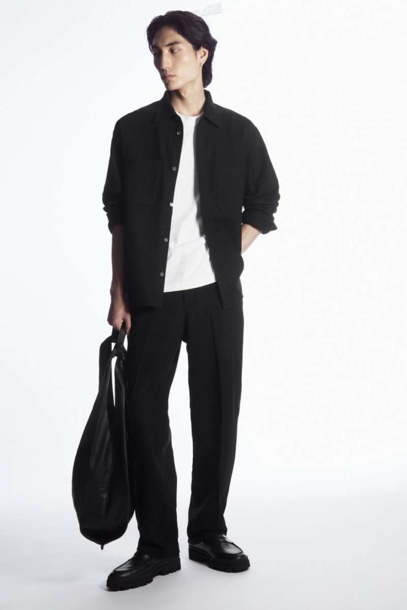 Black COS Elasticated Wool Pants | JW94-J1FS