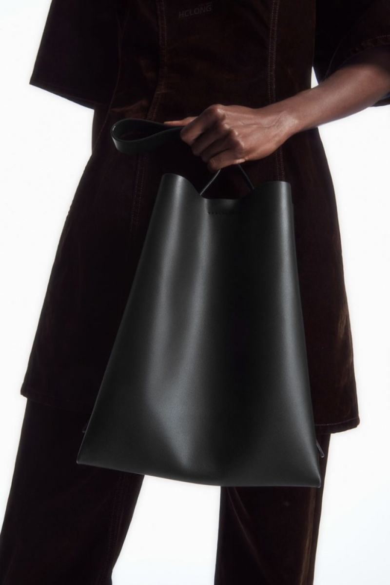 Black COS Folded Shopper - Leather | NL39-T0OX