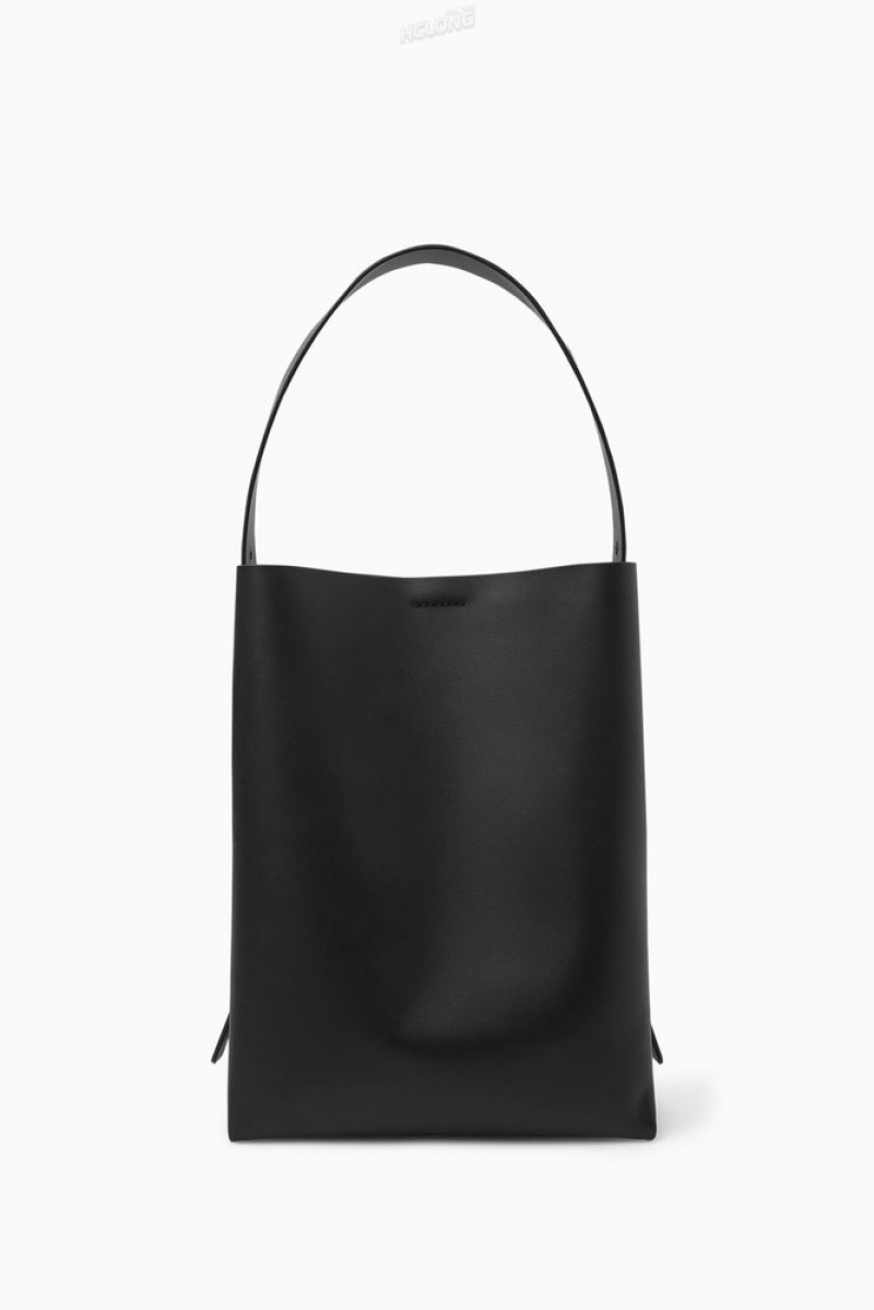 Black COS Folded Shopper - Leather | NL39-T0OX