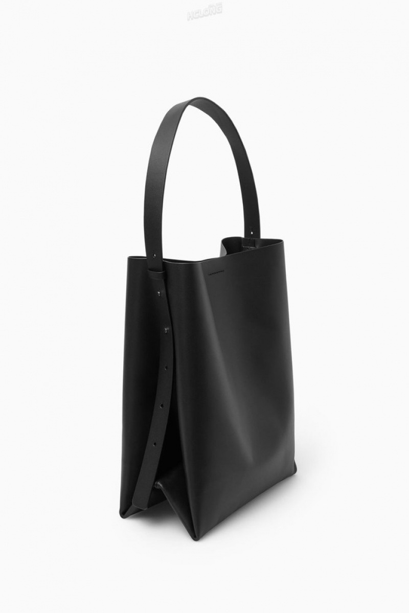 Black COS Folded Shopper - Leather | NL39-T0OX