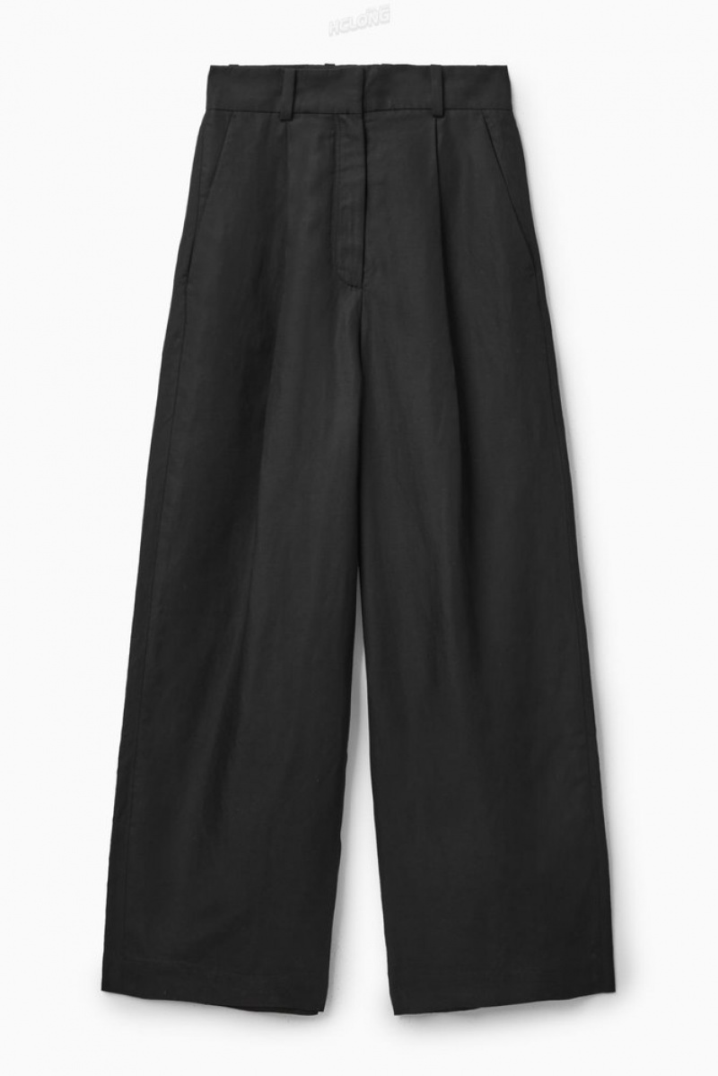 Black COS High-Waisted Wide-Leg Pants | YA28-G4WO