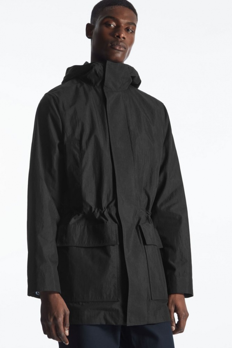 Black COS Hooded Nylon Parka | AE24-M5HG