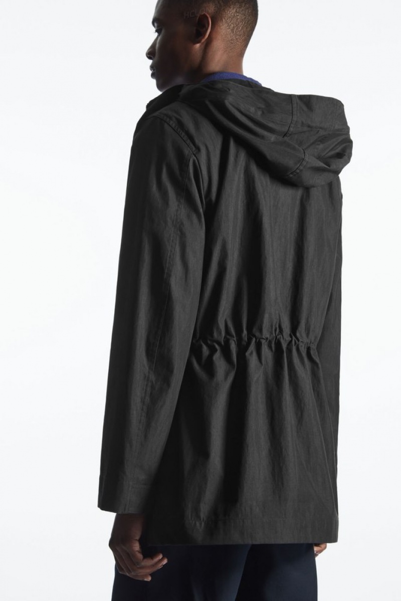 Black COS Hooded Nylon Parka | AE24-M5HG