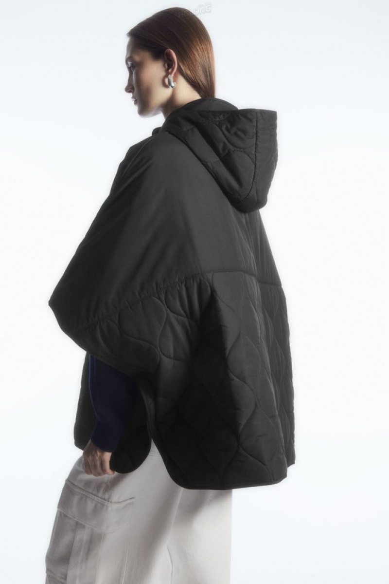 Black COS Hooded Padded Cape | TO03-L0ZB