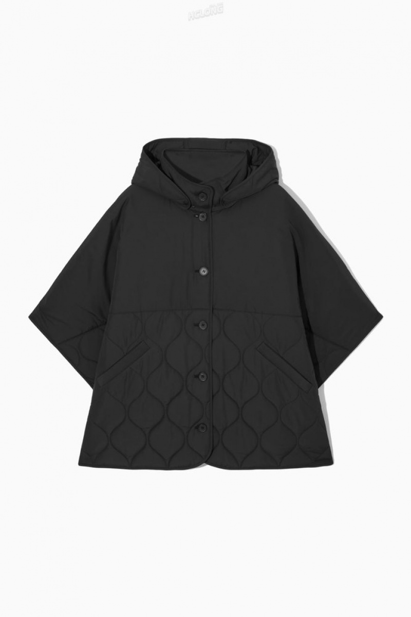 Black COS Hooded Padded Cape | TO03-L0ZB