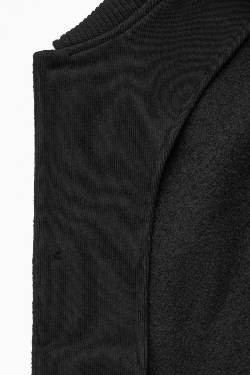 Black COS Knitted-Collar Workwear Jacket | IR43-Z7DL