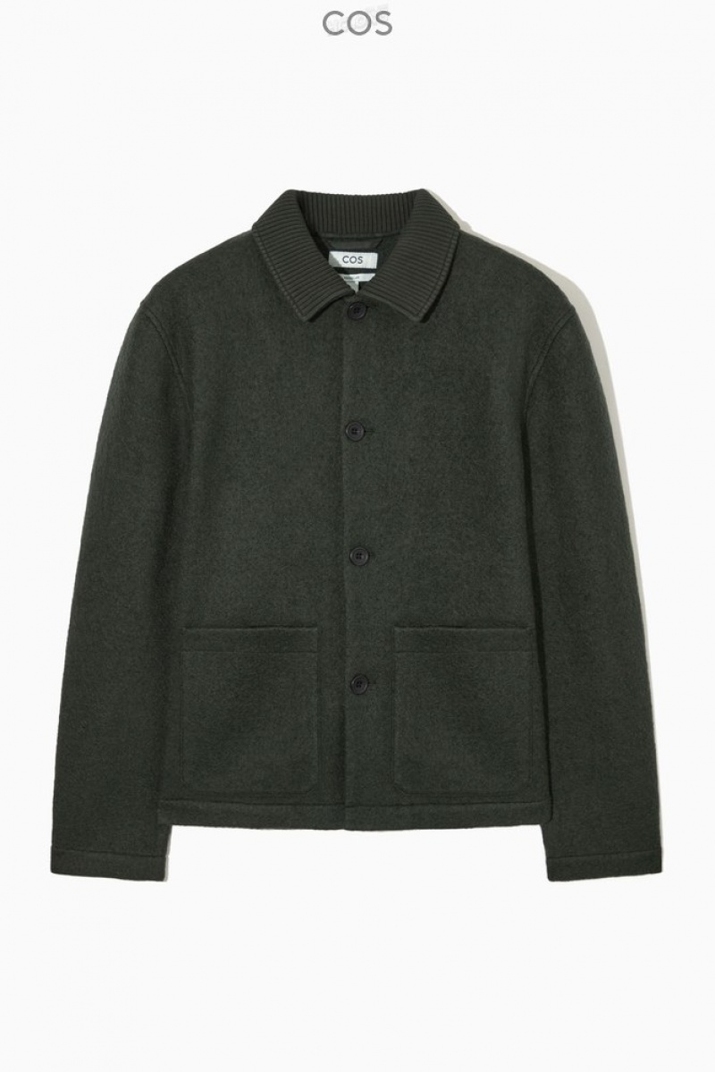 Black COS Knitted-Collar Workwear Jacket | BS97-I4VH