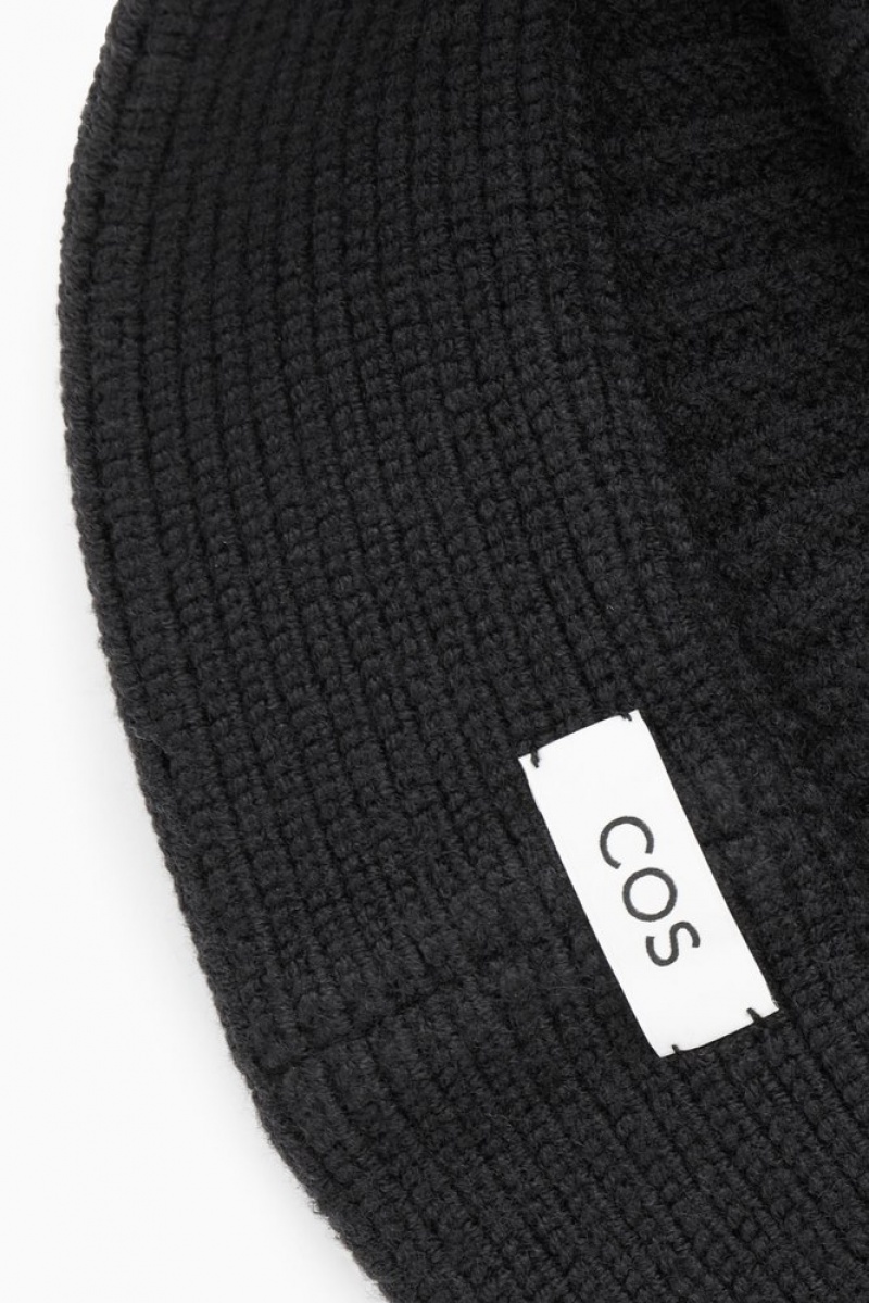 Black COS Knitted Merino Wool Bucket Hat | DT05-P6PL