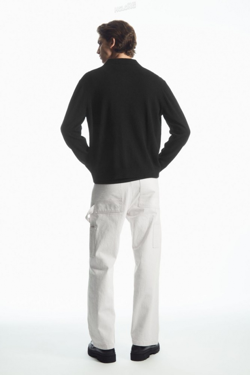 Black COS Knitted Textured Overshirt | QP10-N8LK