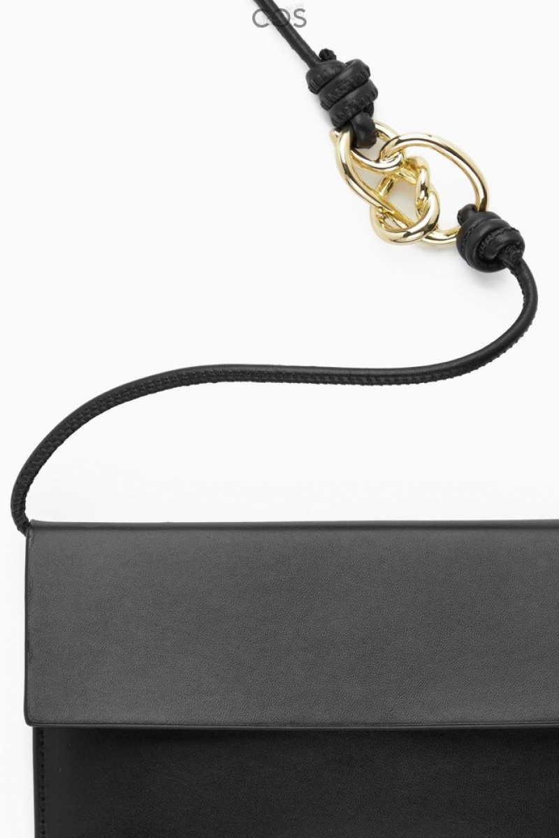 Black COS Knotted Crossbody Pouch - Leather | UY81-M7EL