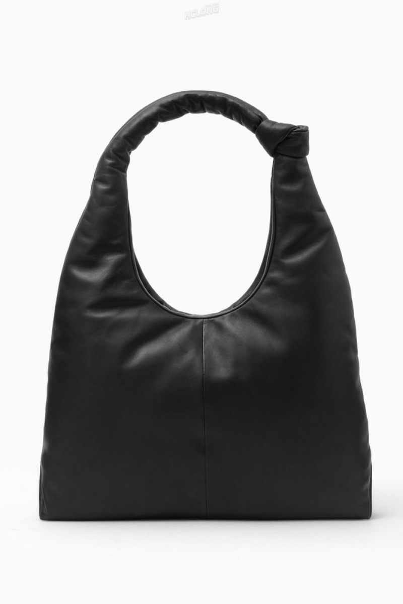 Black COS Knotted Padded Shoulder Bag - Leather | CX84-C8LO