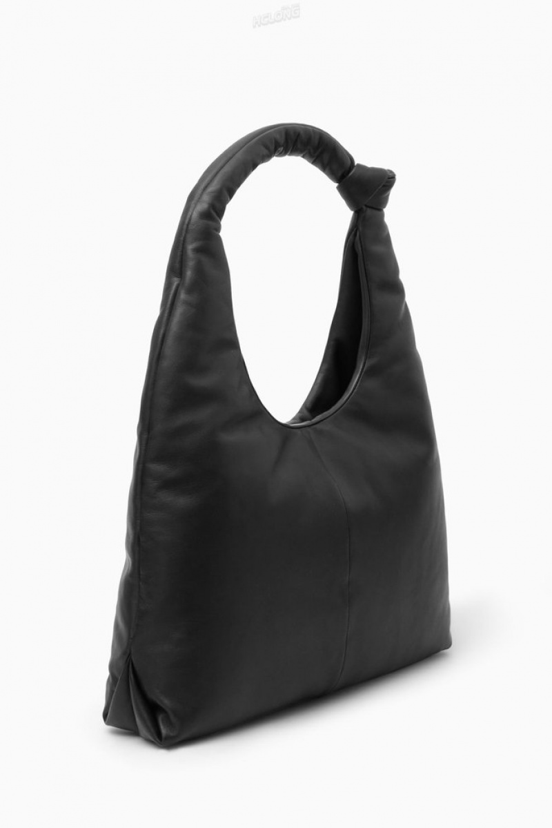 Black COS Knotted Padded Shoulder Bag - Leather | CX84-C8LO